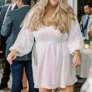 ELOQUII White Sequin MINI Dress Plus Size